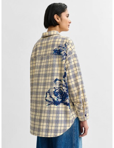 camisa Essentiel Antwerp mujer Jubilee off white camisa cuadros bordado lentejuelas Essentiel Antwerp camisa oversize mujer