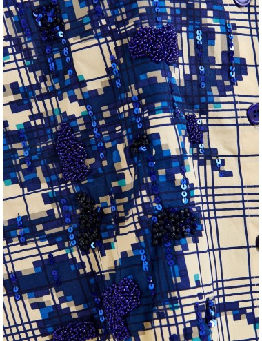 camisa Essentiel Antwerp mujer Jubilee off white camisa cuadros bordado lentejuelas Essentiel Antwerp camisa oversize mujer