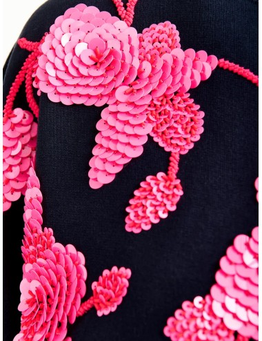 sudadera Essentiel Antwerp mujer Jaga navy con lentejuelas flores rosa