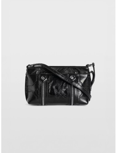 Bolso black Zadig&Voltaire Sunny Moody Zip en piel acharolada con doble cremallera frontal y bandolera ajustable.