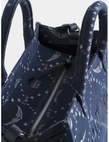 Bolso tote azul oscuro Zadig&Voltaire Angel Tote Denim Monogram con bordado Voltaire Paris