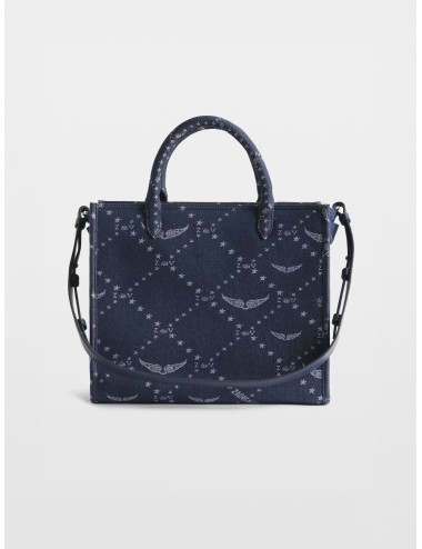 Bolso tote azul oscuro Zadig&Voltaire Angel Tote Denim Monogram con bordado Voltaire Paris