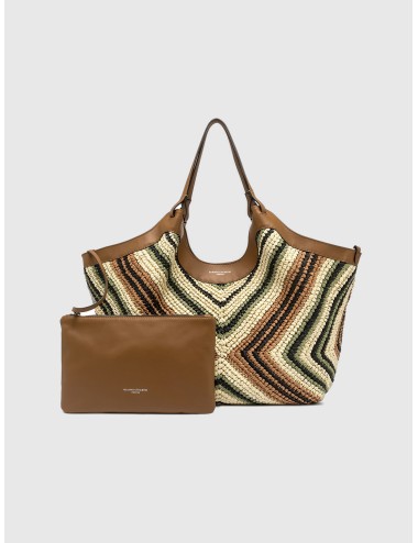 Bolso var. Willow Gianni Chiarini Firenze Dua Diamix trenzado con asas de piel y pouch extraíble.