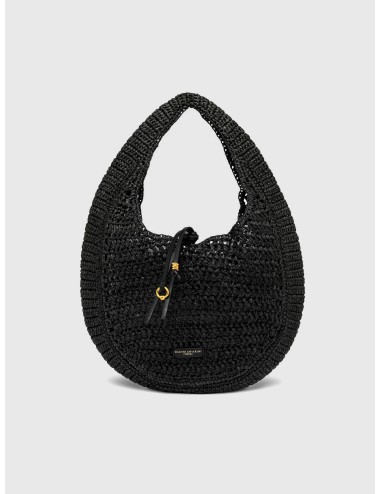 Bolso hobo negro Gianni Chiarini Firenze Neffeli de rafia trenzada con cierre de cordón