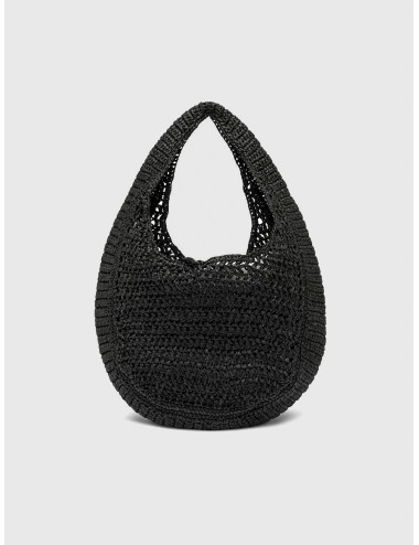 Bolso hobo negro Gianni Chiarini Firenze Neffeli de rafia trenzada con cierre de cordón