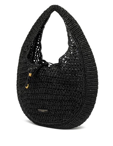 Bolso hobo negro Gianni Chiarini Firenze Neffeli de rafia trenzada con cierre de cordón