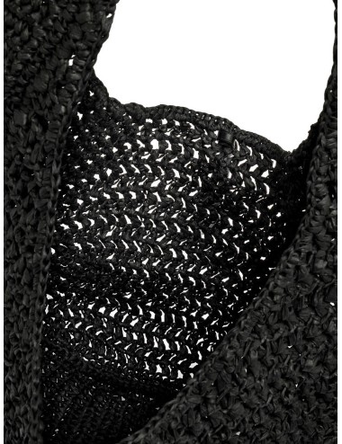 Bolso hobo negro Gianni Chiarini Firenze Neffeli de rafia trenzada con cierre de cordón