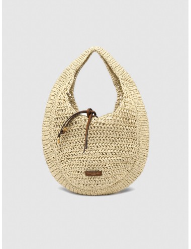 Bolso hobo corda Gianni Chiarini Firenze Neffeli de rafia trenzada con cierre de cordón
