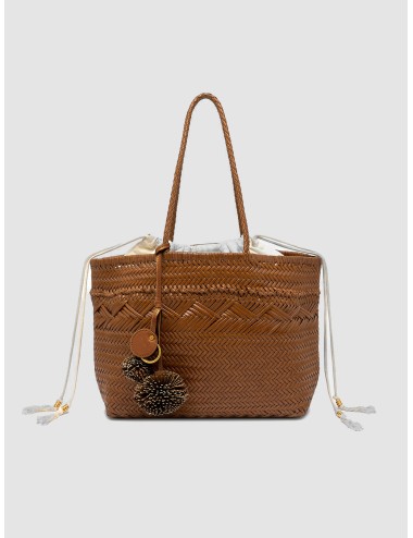 Bolso cuoio Gianni Chiarini Firenze Paloma trenzado con interior textil y asas largas