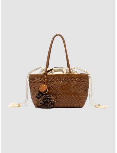 Bolso tote cuoio Gianni Chiarini Firenze Paloma de piel trenzada con bolsa interior y borlas