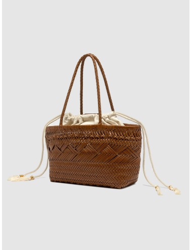 Bolso tote cuoio Gianni Chiarini Firenze Paloma de piel trenzada con bolsa interior y borlas