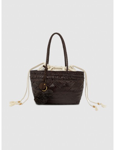 Bolso tote choco Gianni Chiarini Firenze de piel trenzada con bolsa interior fruncida