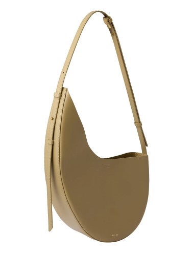 Bolso beige Soeur Paris Winona de piel lisa con forma asimétrica y correa ajustable.