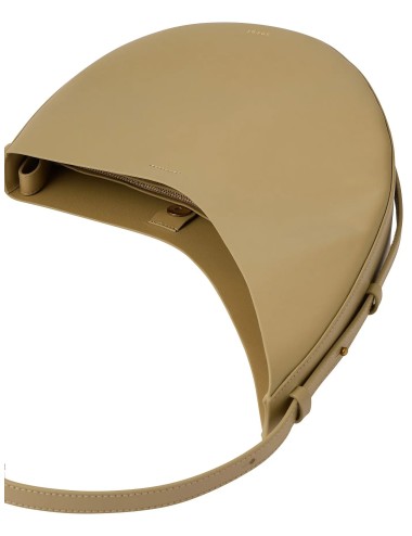 Bolso beige Soeur Paris Winona de piel lisa con forma asimétrica y correa ajustable.
