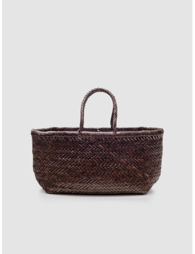 Bolso cesta marrón Dragon Diffusion Bamboo Triple Jump Small de piel trenzada artesanal