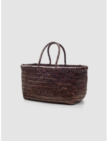 Bolso cesta marrón Dragon Diffusion Bamboo Triple Jump Small de piel trenzada artesanal