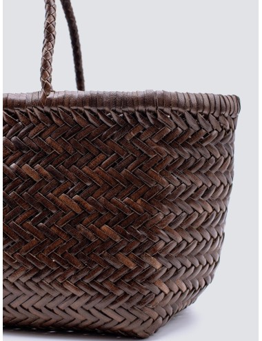 Bolso cesta marrón Dragon Diffusion Bamboo Triple Jump Small de piel trenzada artesanal