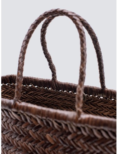 Bolso cesta marrón Dragon Diffusion Bamboo Triple Jump Small de piel trenzada artesanal