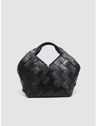 Bolso negro trenzado Dragon Diffusion Botteghe de mano en piel artesanal