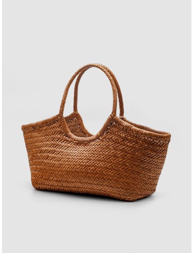 Bolso tote trenzado color tan Dragon Diffusion Nantucket Basket Big de piel artesanal