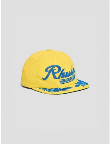 Gorra amarilla Rhude Virgin Islands Cap con bordados azules y visera plana estructurada