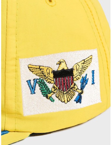 Gorra amarilla Rhude Virgin Islands Cap con bordados azules y visera plana estructurada