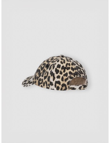 Gorra leopardo GANNI Leopard Canvas Cap en canvas con logo bordado frontal