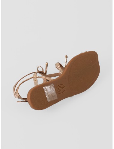 Sandalia plana metalizada ASH Gladius en color Mekong con tiras finas, lazos y aplicaciones metálicas