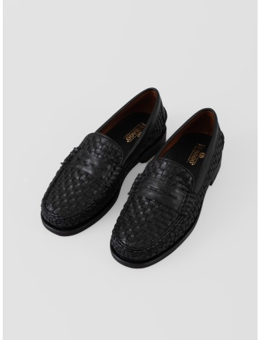 Mocasín negro Sebago Otis de piel trenzada con silueta clásica de perfil bajo