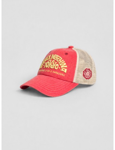 Gorra trucker melon red Deus Ex Machina Tokyo Address con bordado frontal y rejilla trasera