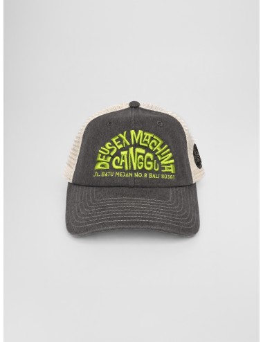 Gorra trucker anthracite Deus Ex Machina Canggu Address con bordado verde y rejilla trasera