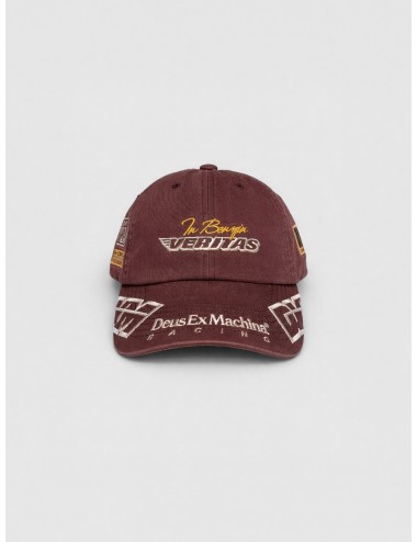 Gorra brown Deus Ex Machina Ace Moto Cap con bordados racing y visera curva