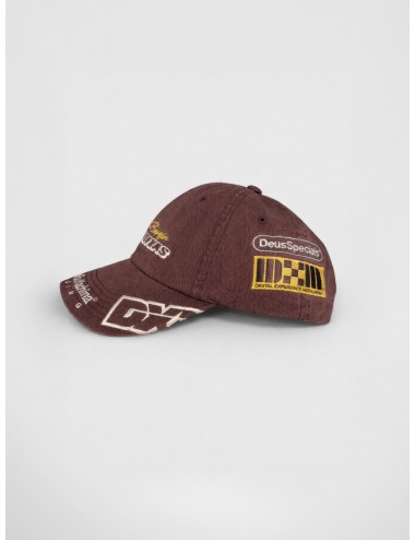 Gorra brown Deus Ex Machina Ace Moto Cap con bordados racing y visera curva
