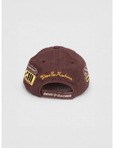 Gorra brown Deus Ex Machina Ace Moto Cap con bordados racing y visera curva