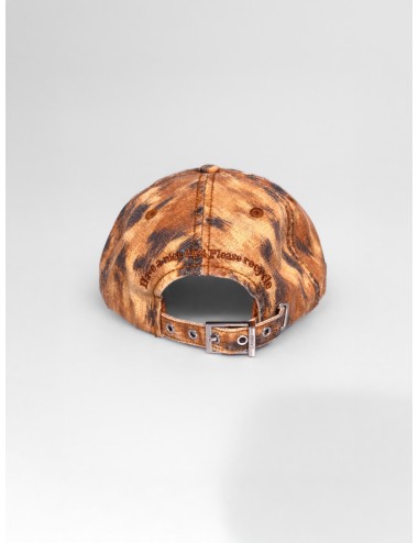 Gorra argan oil GANNI B3020711 con estampado animal, bordado frontal y bordes deshilachados