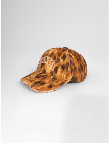 Gorra argan oil GANNI B3020711 con estampado animal, bordado frontal y bordes deshilachados