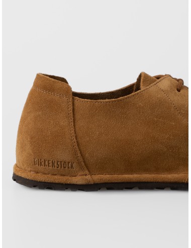 Zapato marrón Birkenstock Utti Lace de ante con cordones y costura vista