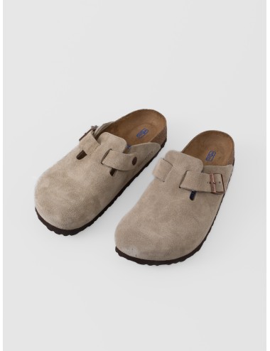 Zueco taupe BIRKENSTOCK Boston BS Soft Footbed de ante con hebilla ajustable