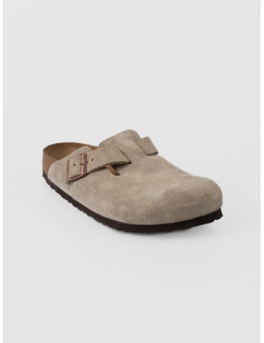 Zueco taupe BIRKENSTOCK Boston BS Soft Footbed de ante con hebilla ajustable