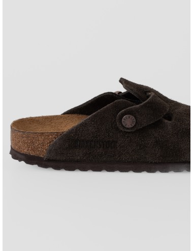 Zueco mocca BIRKENSTOCK Boston BS Soft Footbed de ante con hebilla ajustable