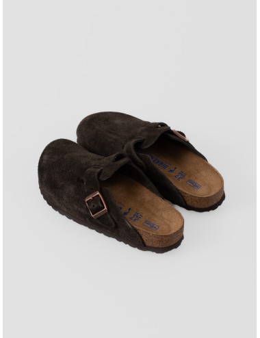 Zueco mocca BIRKENSTOCK Boston BS Soft Footbed de ante con hebilla ajustable
