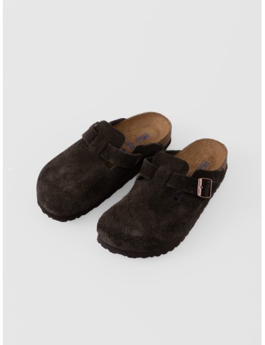 Zueco mocca BIRKENSTOCK Boston BS Soft Footbed de ante con hebilla ajustable