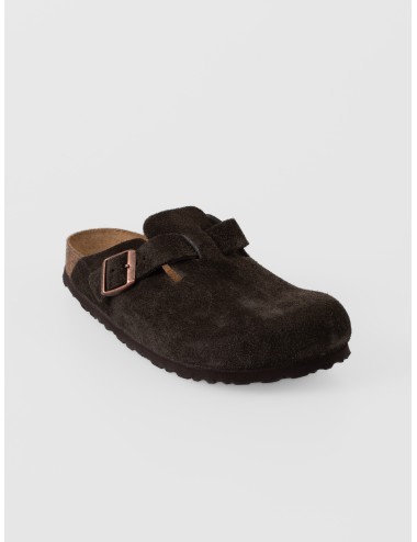 Zueco mocca BIRKENSTOCK Boston BS Soft Footbed de ante con hebilla ajustable
