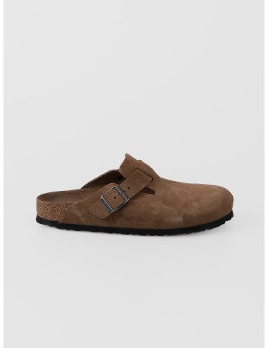 Zueco Dark Tea Tonal BIRKENSTOCK Boston BS de ante con hebilla tonal ajustable