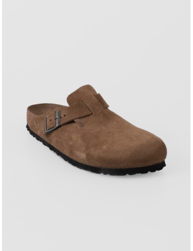 Zueco Dark Tea Tonal BIRKENSTOCK Boston BS de ante con hebilla tonal ajustable