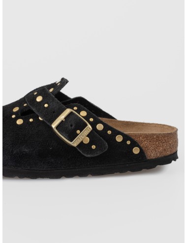 Zueco black BIRKENSTOCK Boston Rivet Border de ante con remaches decorativos