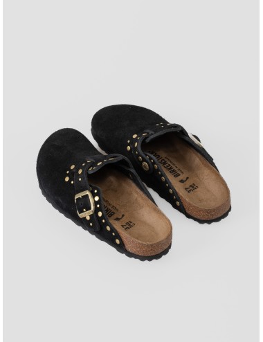 Zueco black BIRKENSTOCK Boston Rivet Border de ante con remaches decorativos