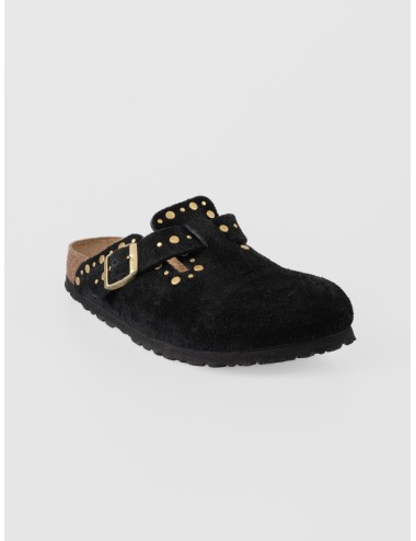 Zueco black BIRKENSTOCK Boston Rivet Border de ante con remaches decorativos