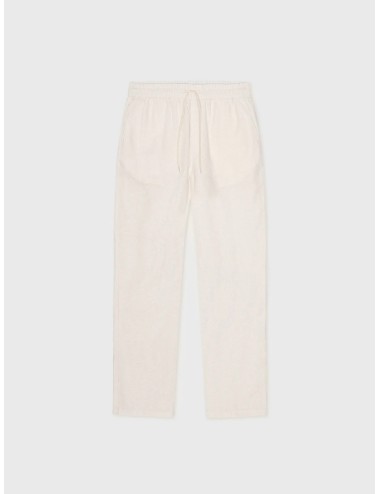 Pantalón Eggnog White Les Deux Patrick Linen Pants con cintura elástica y cordón ajustable