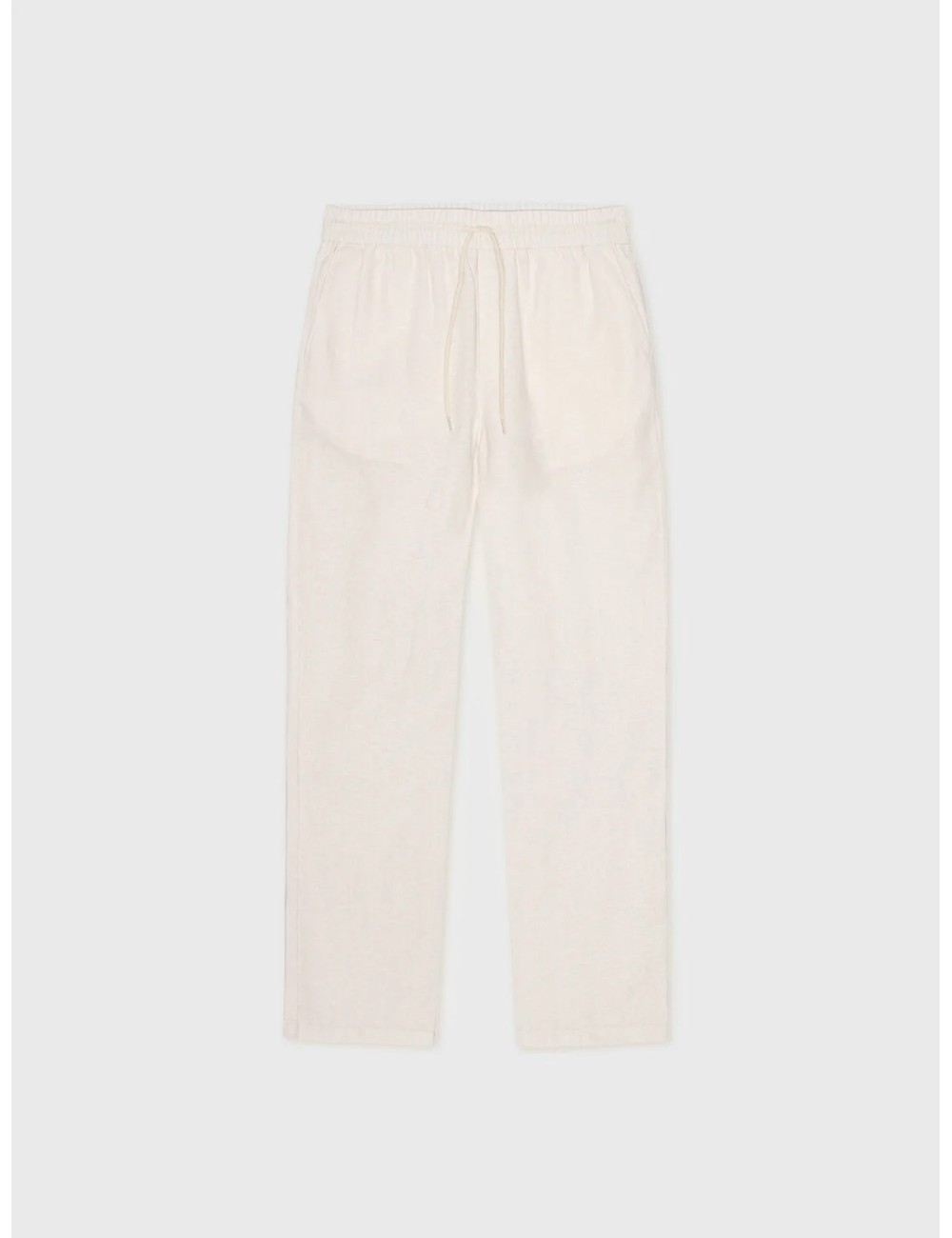 Pantalón Eggnog White Les Deux Patrick Linen Pants con cintura elástica y cordón ajustable
